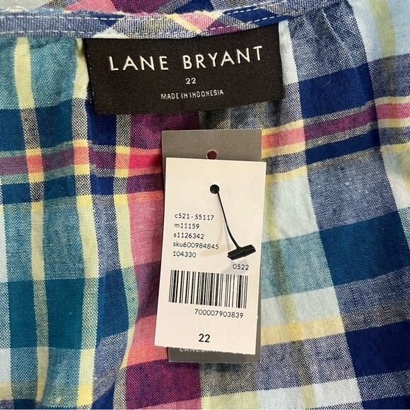 Lane Bryant Classic Surplice-Neck Belted Top 22 NEW Plaid Halter‎ Linen Cotton - Picture 14 of 14